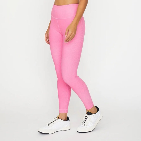 Cream Yoga Pants - Cream Yoga Pink Leggings
